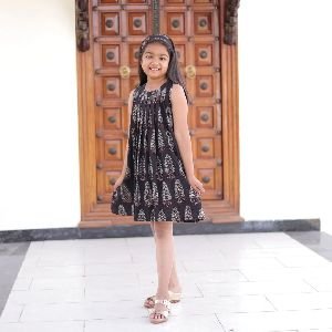 Girls Hand Block Print Frock