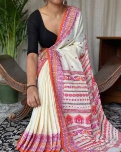 Ladies Handwoven Pure 100 Count Cotton Jamdani Saree
