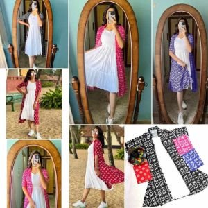 Crape Digital Printed Short Kurti with Long Koti