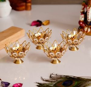 Brass crystal Oil Lamp