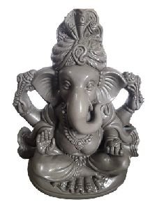 10 Inch Grey Clay Ganesh Statue