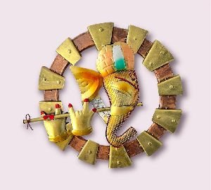 Metal Ganesh Lotus Wall Decor Frame