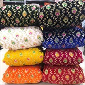 Silk with Gota Work God Dress Fabric