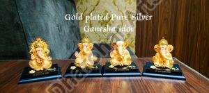 Gold Plated Pure Sliver Ganesha Idol