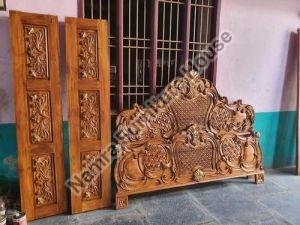 Brown Teak Wood King Size Bed