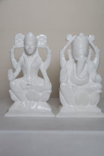 White Marble Laxmi Ganesh Statue