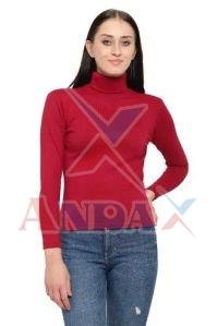 Ladies High Neck Rib Lycra Sweater