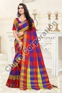 Chex Cotton Silk Saree
