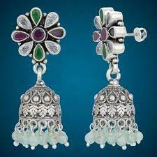 Beaded Silver Earrings