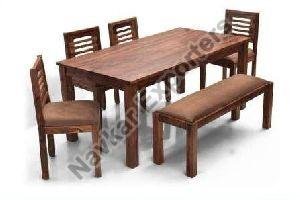 Wood 4 Seater Dining Table Set