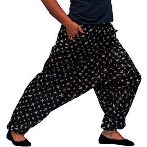 Mens Black Harem Pants Skull with Pockets