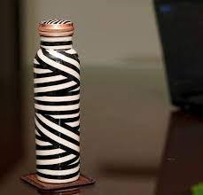BLACK AND WHITE STRIPES COPPER BOTTLE