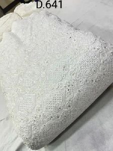 White Embroidery Viscose Fabric