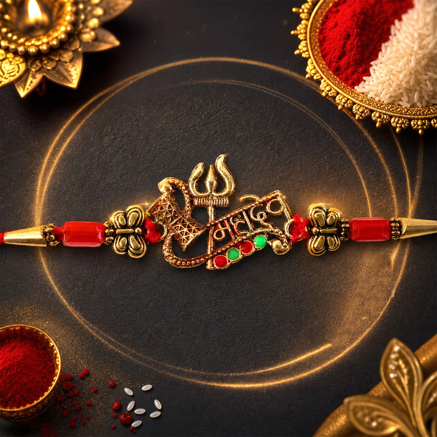 Shiv Rakhi Trishul Damru Design