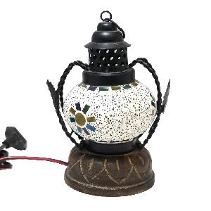 Wooden Base Small Mosiac Table Lamp