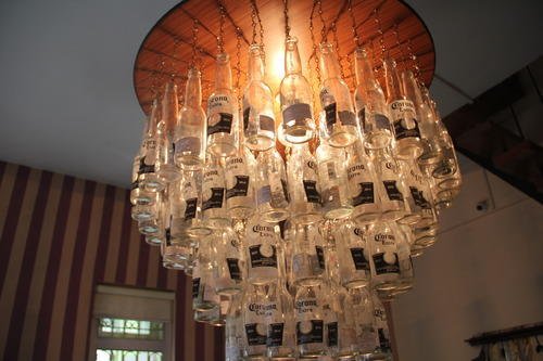 Beer Bottle Chandelier, Material : Brass, Iron