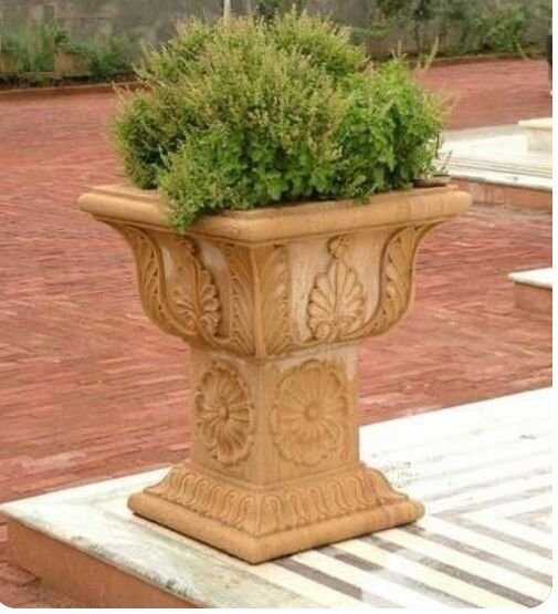Sandstone Tulsi Pot, Color : Brown, Height : 3 feet