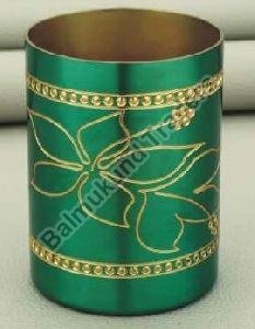 Brass Glass, Shape : Round, Color : Green