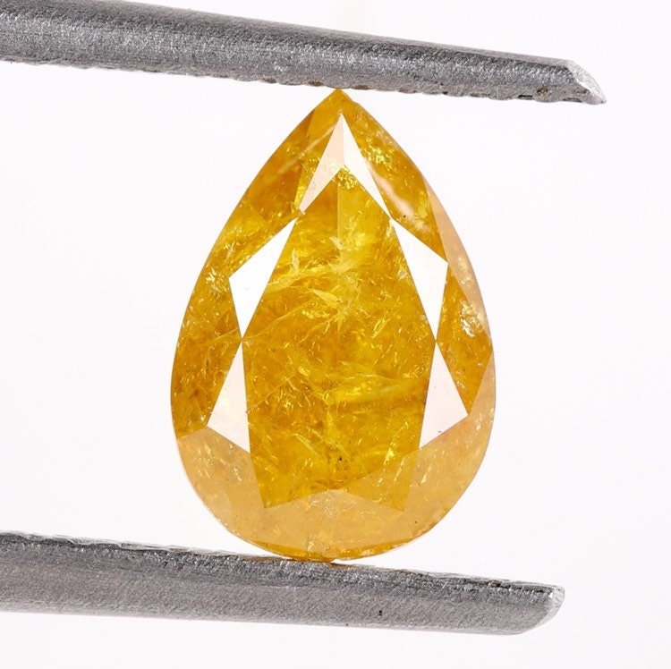 Light Yellow Pear Shape Diamond, Shape : Pear