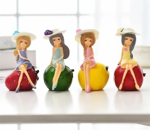 Cute Decoration Resin Fruit Girl Doll Figurines