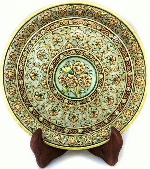 Multi-Color Marble Decor Round Plate, Color: Multicolor; Size: 9 inch