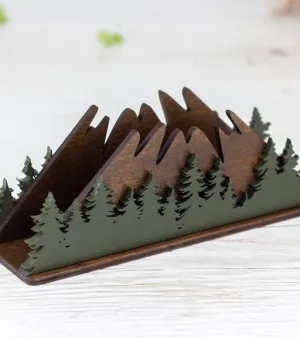 Wooden Napkin Holder With Mountains & Forest Design  Kitchen - Etsy (1)