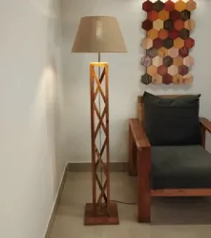 Wooden Floor Lamp, Material Wooden