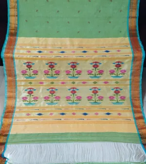 Cotton handloom handwork saree, Speciality : Easy Wash