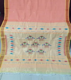 Cotton handloom handwork saree, Colour : Multicolour