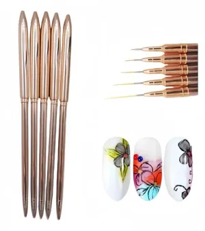 Rich rose gold nail art tools string pens color drawing dots needles multi specification electroplating hook pens