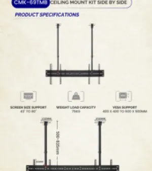 SIDE-BY-SIDE DUAL TV SCREEN CEILING MOUNT