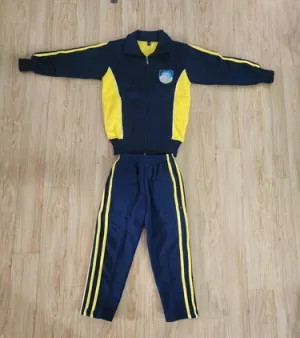 Blue Fleece Kids School Uniform Winter Tracksuit Set