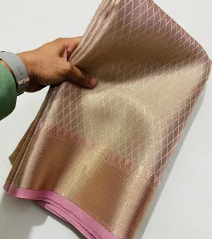 Saree Tissue Silk Soft Fabric All Over Zari Designs With Zari Border