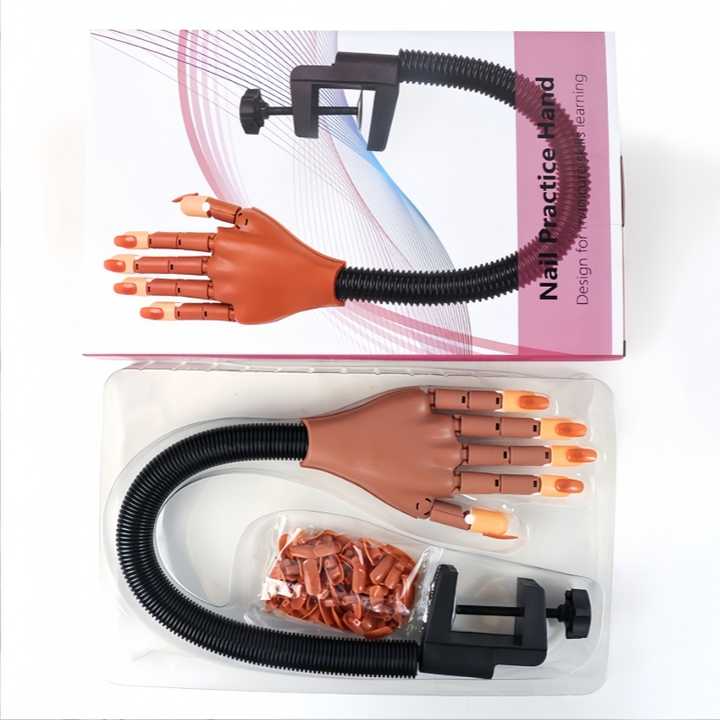 Best-Selling Nail Art Hand Model for Beginners - Flexible Simulation Fingers with Nail Tips Wholesale Hot Sales