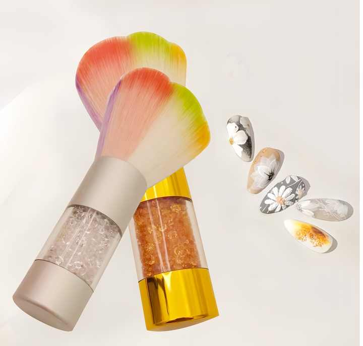 Nail Tools Dust Brush Acrylic fiber colorful cleaning dust brush handle petal-shaped nail brush