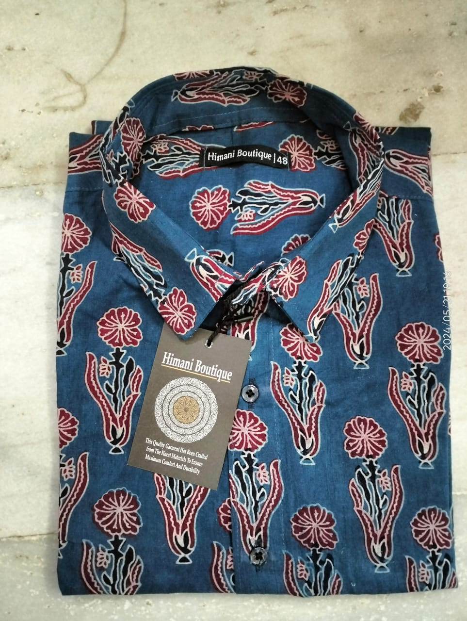 Printed Casual Blue Shirt