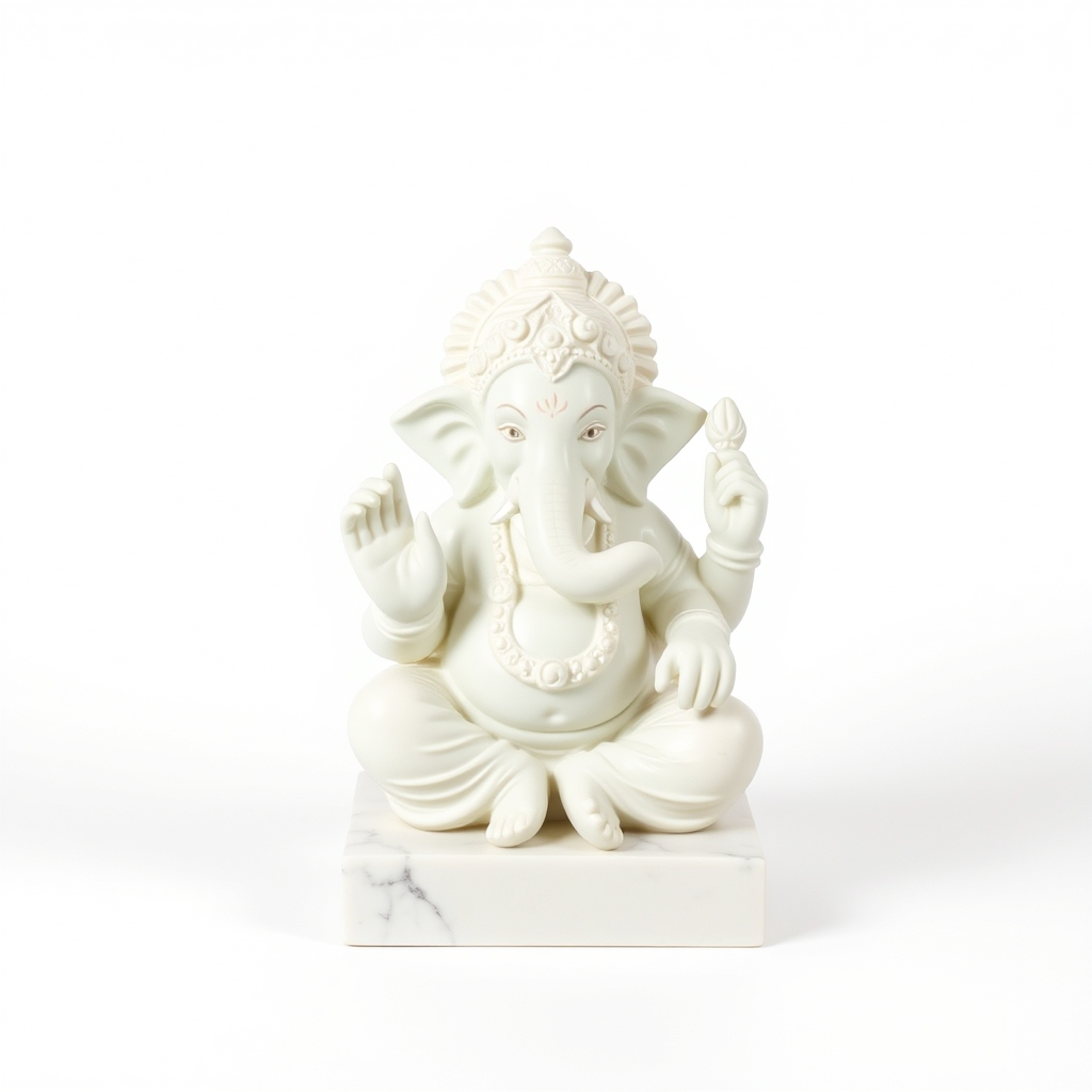 White Marble Look Ganesh Idol