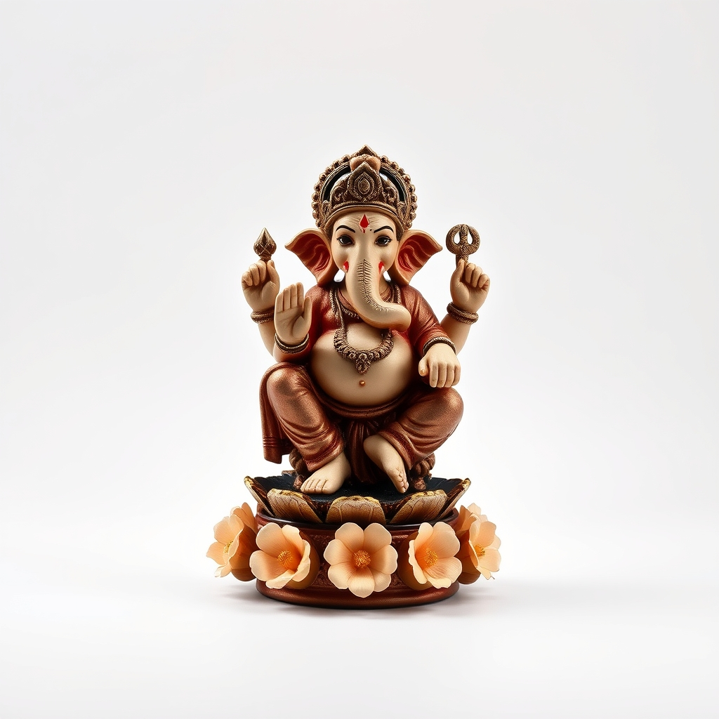 Ganesh Idol with Floral Decorative Base