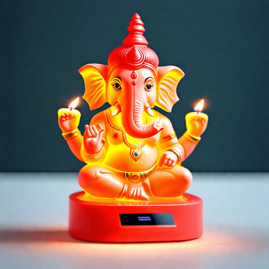Small Ganesh Idol with Solar Base