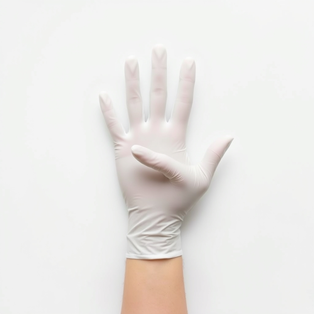 Natural Full Finger White Latex Examination Gloves