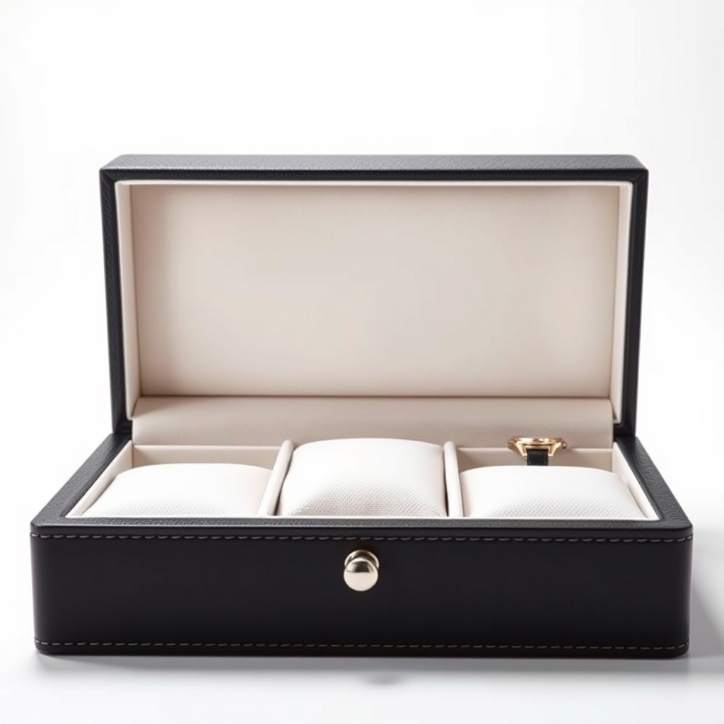 Good Quality Custom Logo Wholesale Black Leather Jewelry and Watch Box