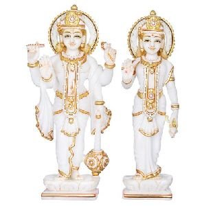 Marble Vishnu Lakshmi Statue