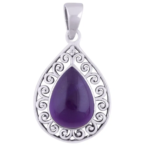 Stunning Handcrafted Around Amethyst Pear Shape 925 Sterling